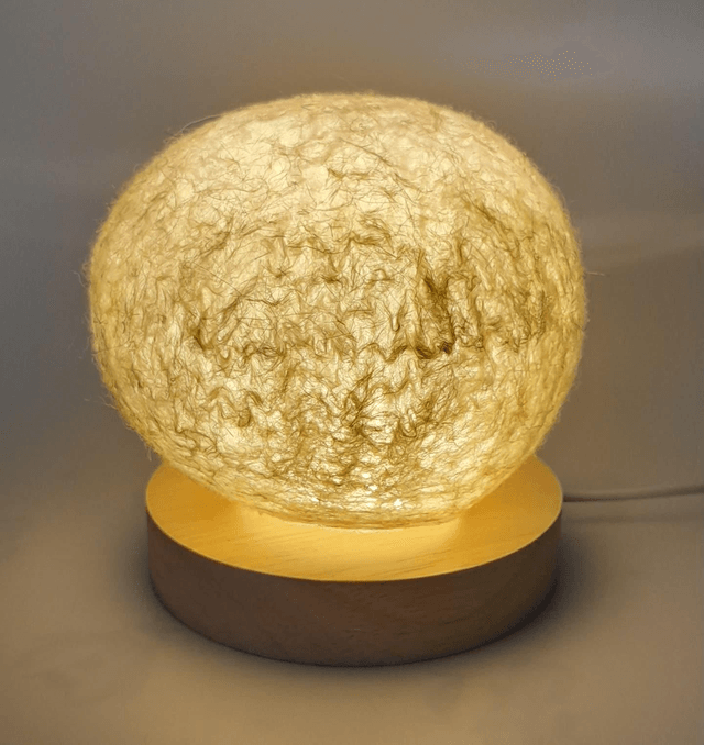 Deluxe Felt ball lamp and led wooden base set