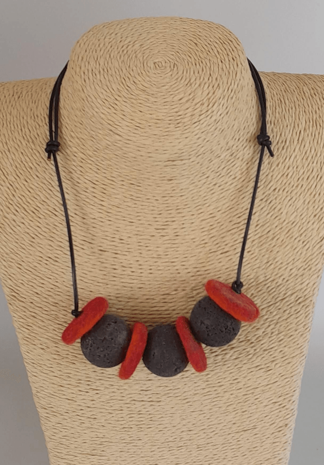 Wool & Lava bead necklace