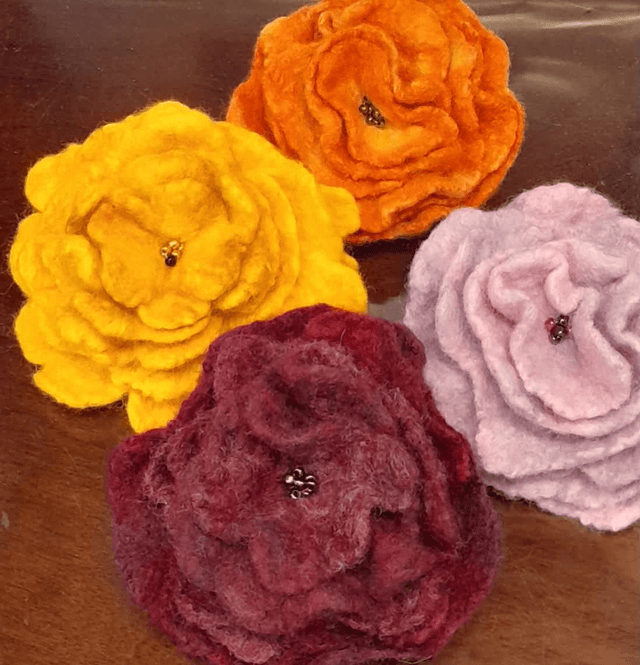 Rose flower brooch